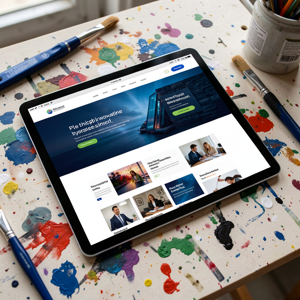 Web interface concepts on tablet