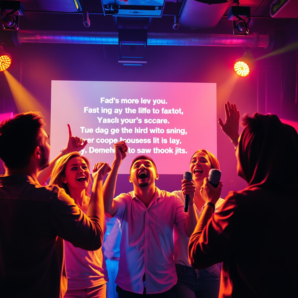 A wide shot of a Bollywood band performing on stage, with colorful lights and a cheering crowd. The band members are dressed in traditional Indian attire, playing a mix of traditional and modern instruments. The scene is energetic and celebratory, capturing the excitement of a live Bollywood performance.
