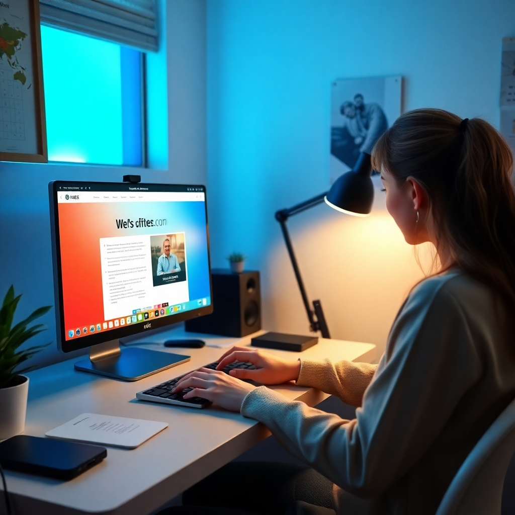 A photorealistic image of a modern, clean website design on a laptop screen, with a price tag showing an affordable price.  The background should be a minimalist office setting, with soft lighting. The laptop should be slightly angled, displaying a diverse portfolio of website examples on the screen in small thumbnails.