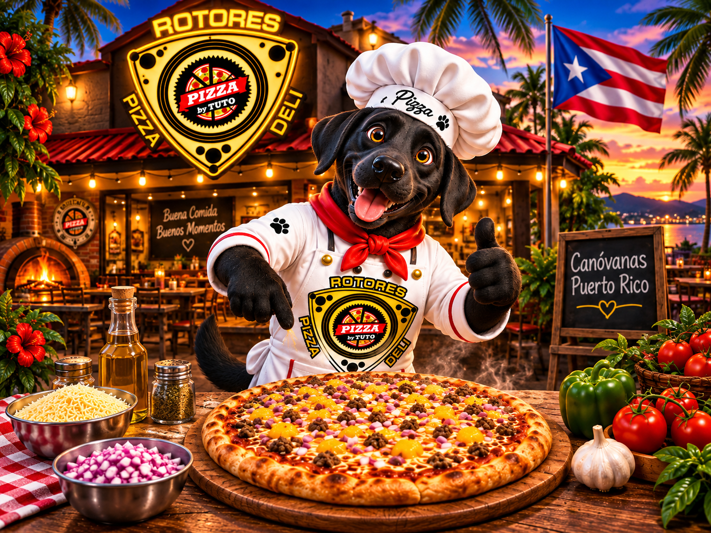 Pizza y Mascota Chef Rotores Pizza