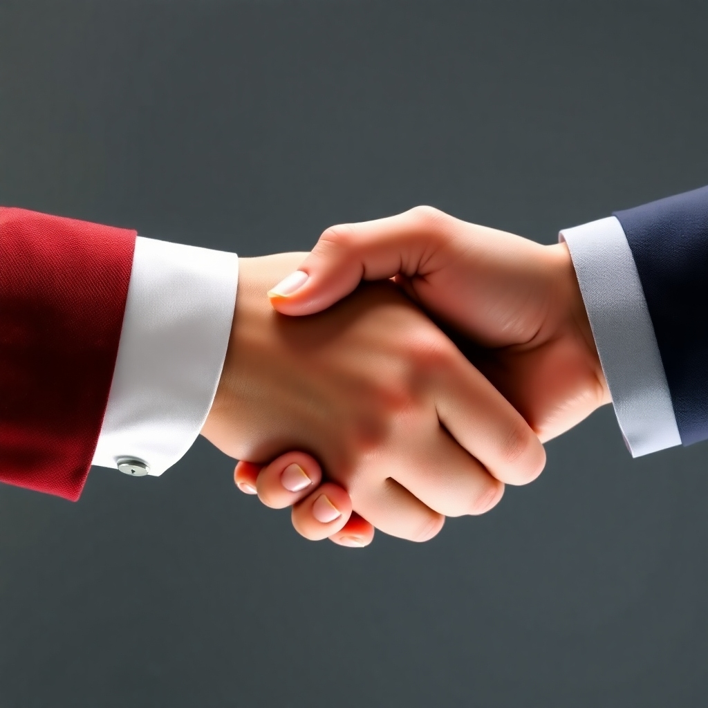 An image depicting two hands shaking, representing the start of a partnership between Interiorwalla and a client.