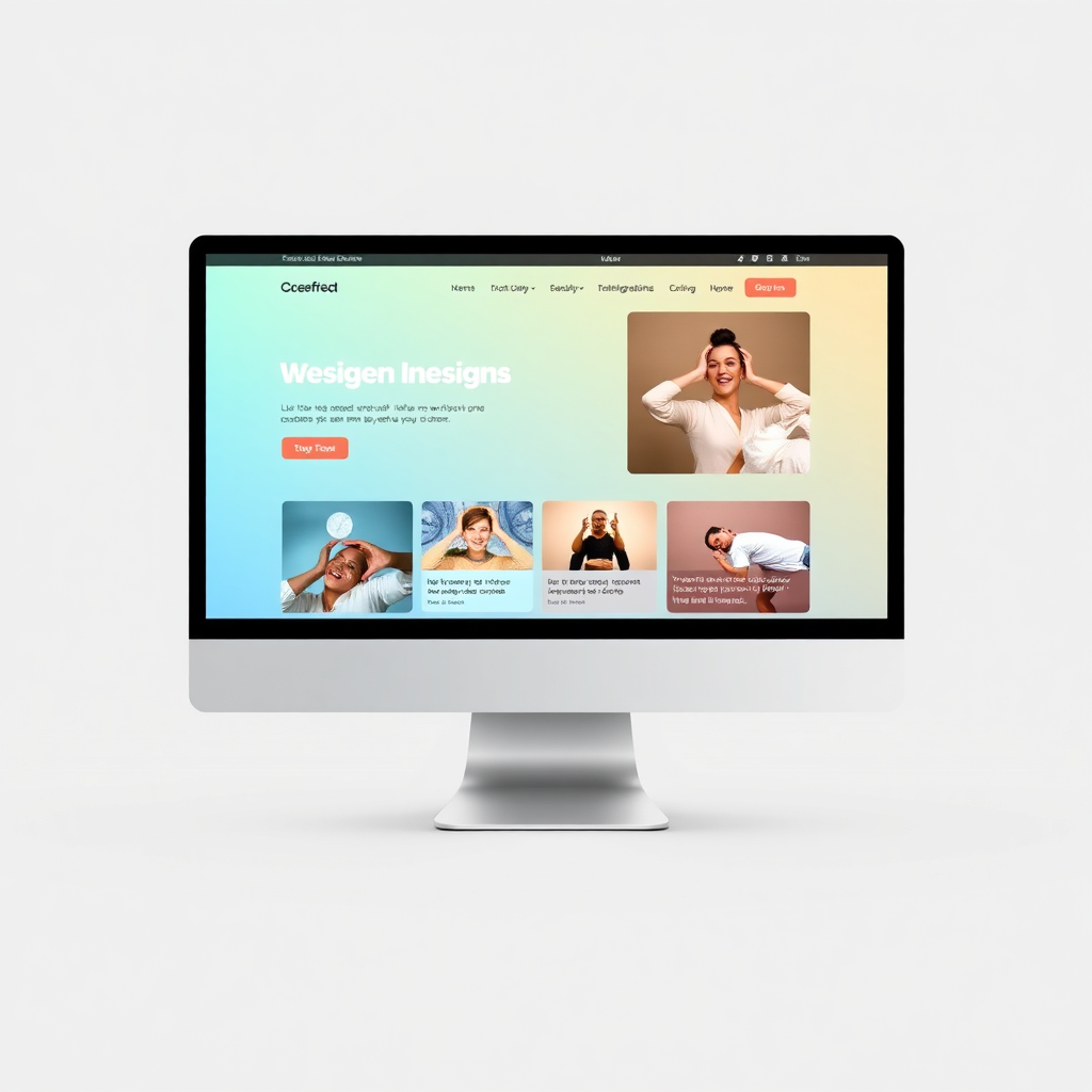 A stylized image representing a website designed as a presentation. Visual elements seamlessly flow from one section to the next, creating a cohesive and engaging narrative. Soft lighting enhances the visual appeal of the website design.