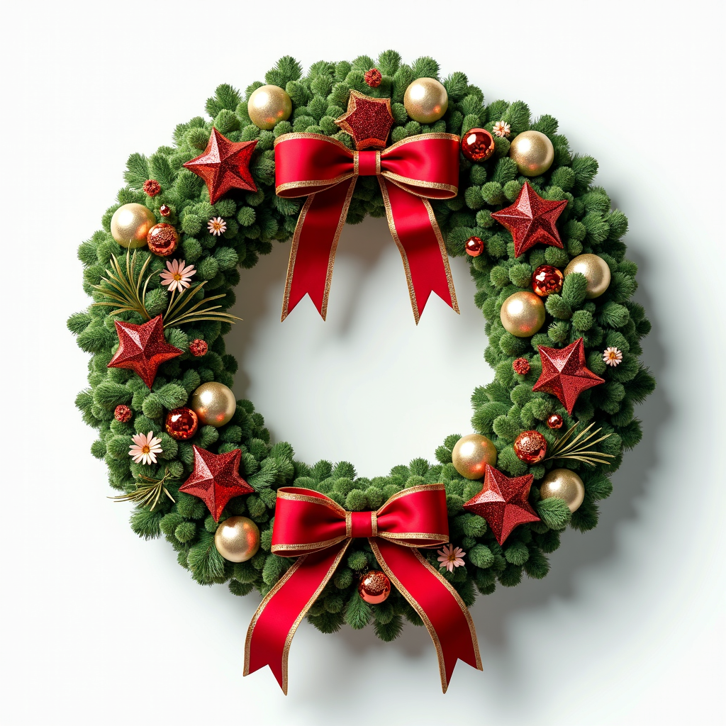 Showcase a gallery wall featuring a variety of wreath designs, each uniquely crafted. The gallery should be styled in a modern home setting, allowing the viewer to visualize how these decor pieces enhance different spaces. Soft, natural light should flow into the room, highlighting the variety of colors and styles in the wreaths.