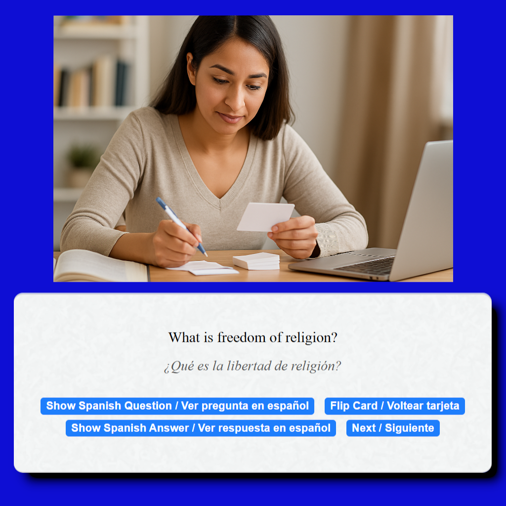 An engaging scene showing a student in front of a computer engaging with an online citizenship lesson, surrounded by supportive family members who are helping and encouraging them. The room should have warm, inviting colors with educational posters on the wall, creating a positive learning atmosphere. The interaction should feel dynamic and inclusive, emphasizing family support in the education process. Style references could be modern e-learning spaces with a focus on inclusivity. Technical specs: 4K quality.