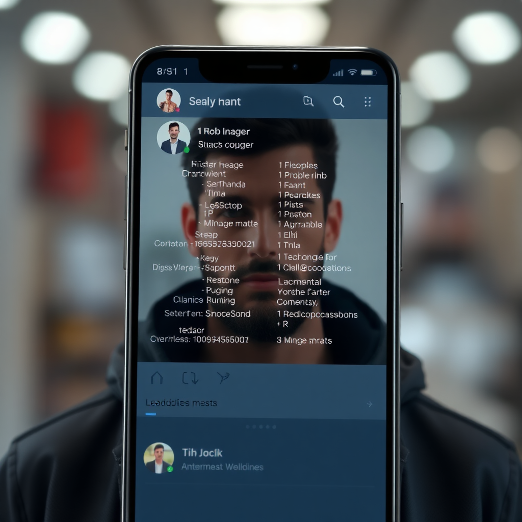 Create a photorealistic image showing a social media profile with overly revealing personal information. The background should be blurred to focus attention on the profile. Render in 4K resolution, high quality.