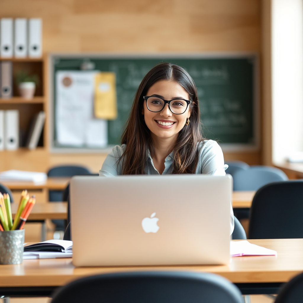 A dynamic image featuring a desk with custom-designed worksheets laid out next to a laptop displaying an interactive learning tool. The composition captures the creativity and thoughtfulness of personalized learning solutions. The setting is bright, with natural light illuminating the materials, ensuring an inviting environment for learners to thrive. Subtle textures and colors enhance the appeal of the educational tools.