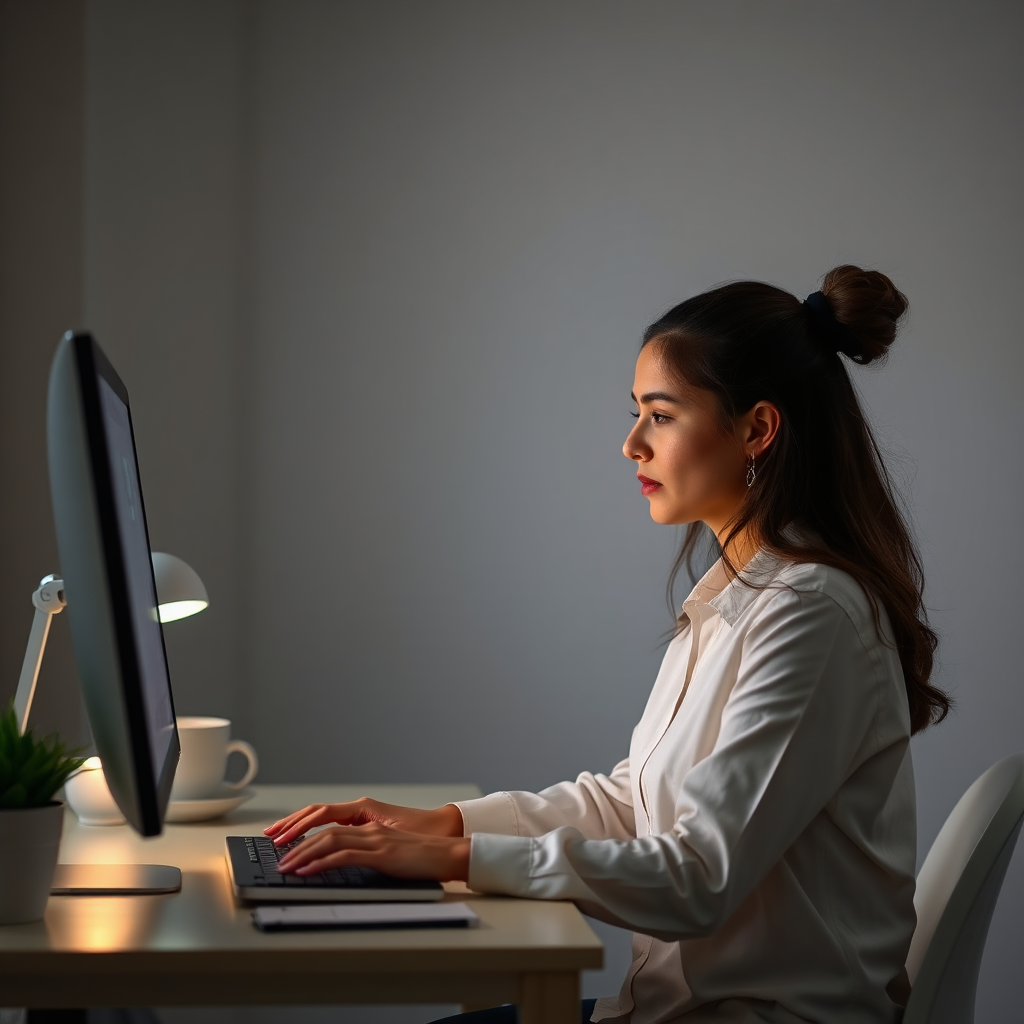 An immersive image showing a group of adults participating in a virtual Afrikaans lesson together. Each participant is in a different setting, with their individual screens displaying learning materials. The diverse group, varying in age and background, illustrates inclusivity in education. The background features soft tones and inspiring decorations to promote a study-friendly environment, emphasizing community learning through modern digital platforms.