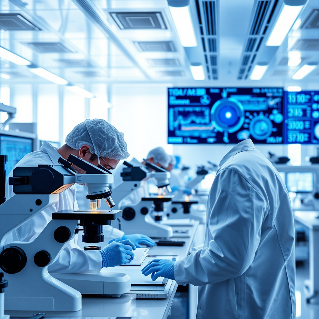 Scientists working in a modern lab