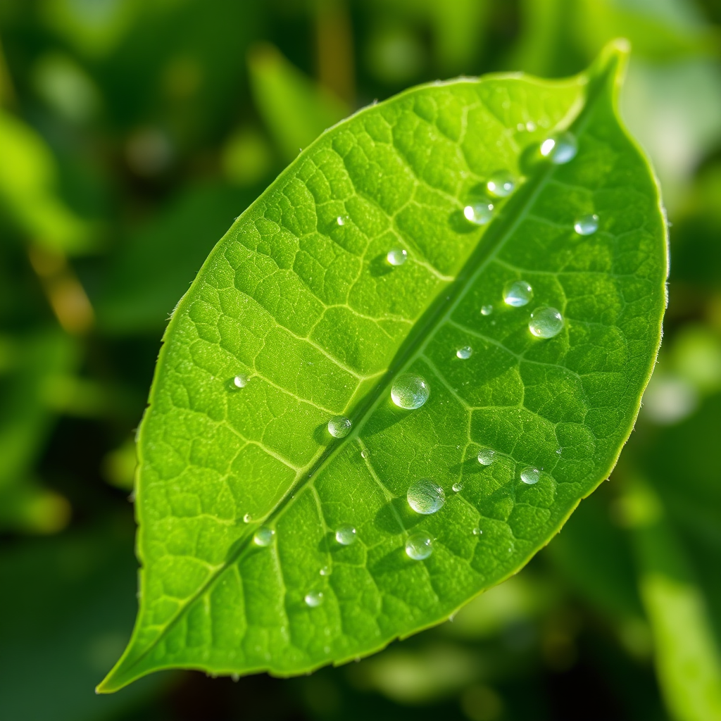 Leaf with dewdrops