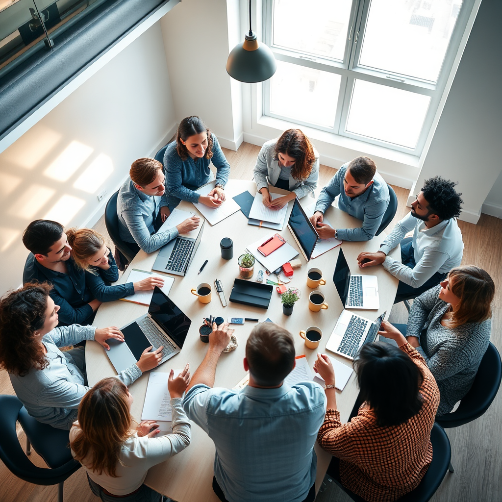 People collaborating in a co-working space