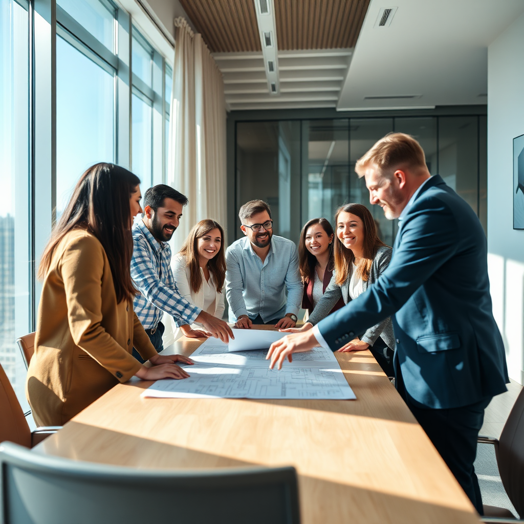 Team collaborating in office