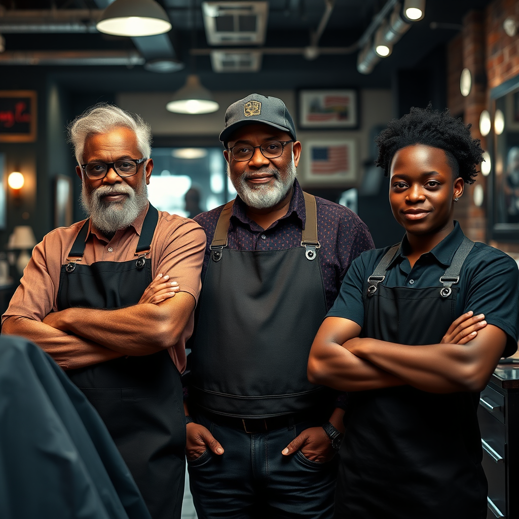 Generations of barbers standing together