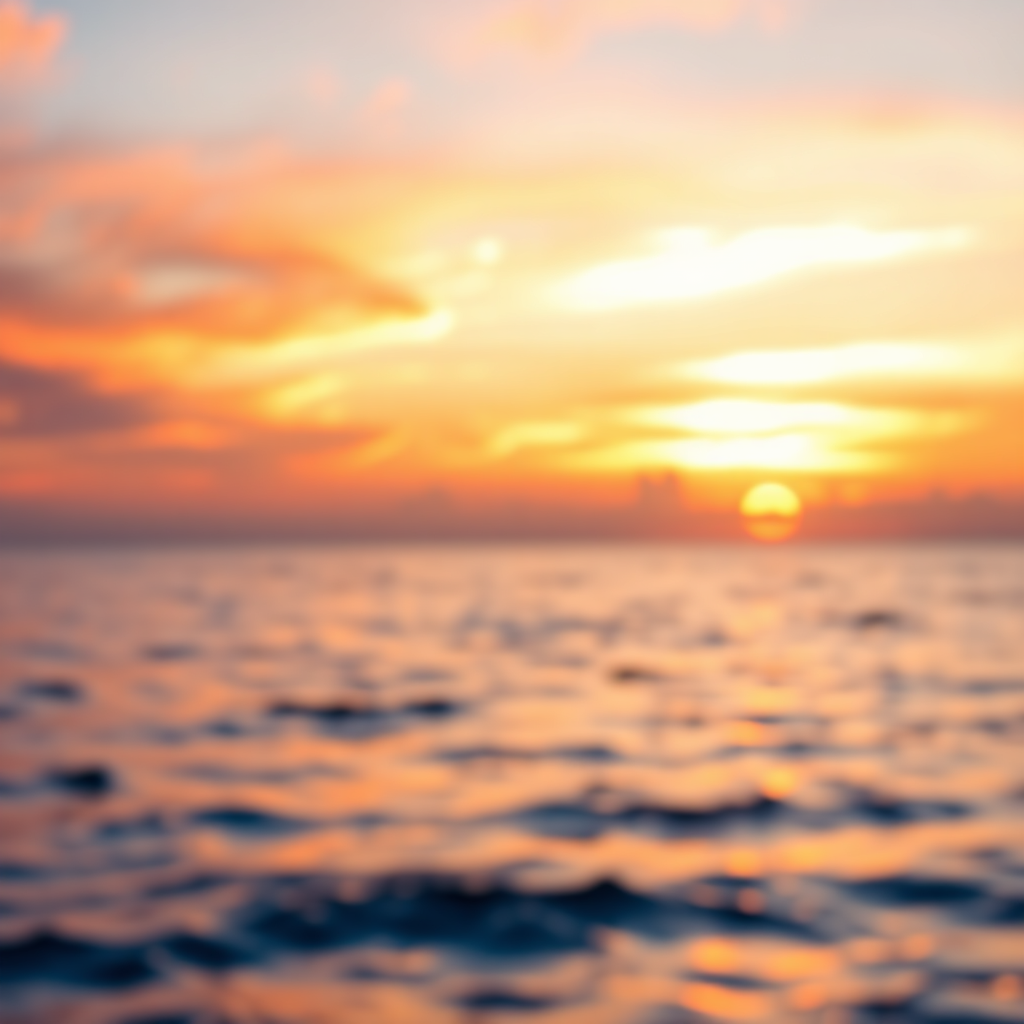 Create a stylized image illustrating a peaceful sunset over a calm ocean. The sky should be vibrant and colorful. The background should be blurred, creating a sense of serenity. The color palette should be warm and inviting, using oranges, pinks, and purples. The camera angle should be wide, showing the entire scene. The style should be peaceful and aspirational, conveying the idea of a comfortable retirement.