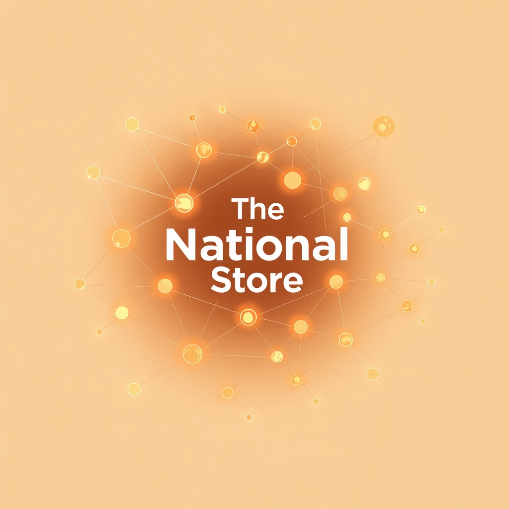 Create a stylized image representing the core values of 'The National Store.' The image should feature interconnected nodes forming a global network, with each node representing a different culture or product origin. The color palette should be warm and inviting, using earth tones and vibrant accents. Lighting should be soft and diffused, creating a sense of connection and community. The composition should be abstract yet visually appealing, with a focus on the flow of information and goods. The style should be modern and clean, with subtle graphical elements that suggest trade and commerce. Technical specs: 4K resolution, high quality, digital illustration.