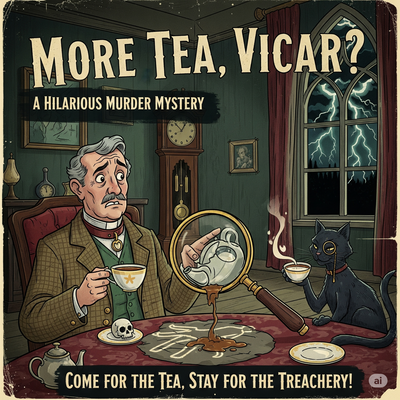 A behind-the-scenes photograph of actors in character, interacting with audience members during a murder mystery event. The lighting is natural and unposed, capturing the spontaneous energy of the performance. Costumes and props are authentic and detailed, adding to the immersive experience. The focus is on the connection between the actors and the audience, highlighting the interactive nature of the event. This image should convey the expertise and professionalism of the Murder Mystery Live team.