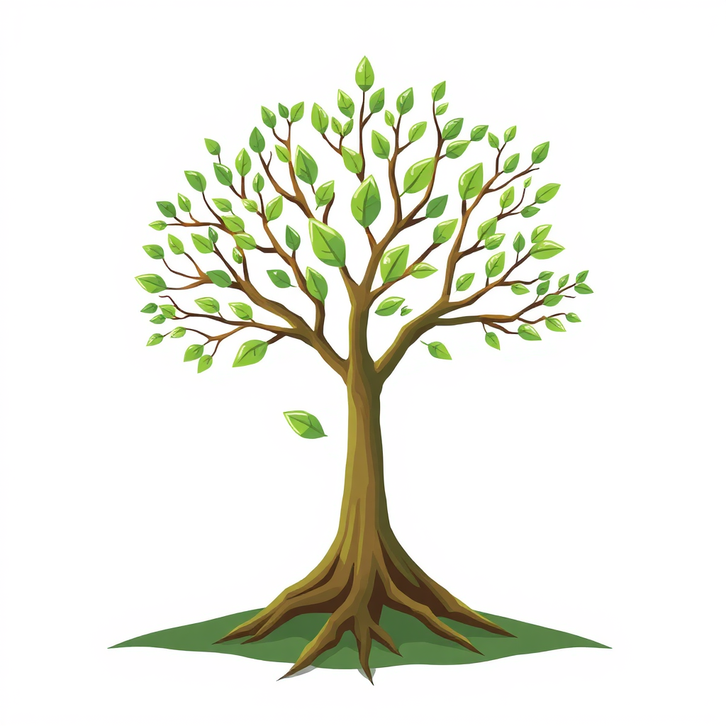 Illustrate a growing tree with branches reaching towards the sky, symbolizing academy growth and expansion. The tree is planted in fertile ground, representing a solid foundation. Use a color palette of greens and browns to convey growth and sustainability.