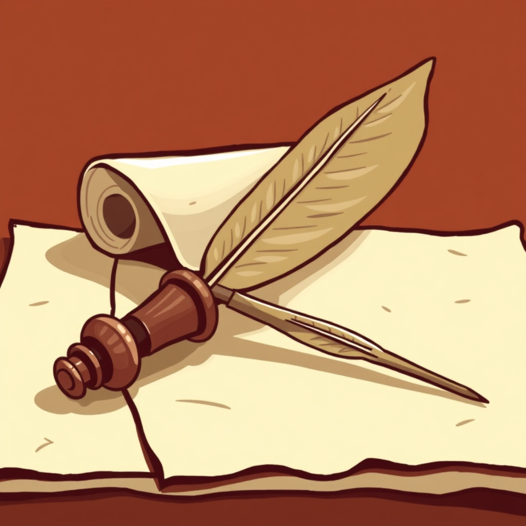 Illustrate a quill writing on parchment, symbolizing the creation of formal policies and procedures. Use a vintage color palette to convey tradition and authority.