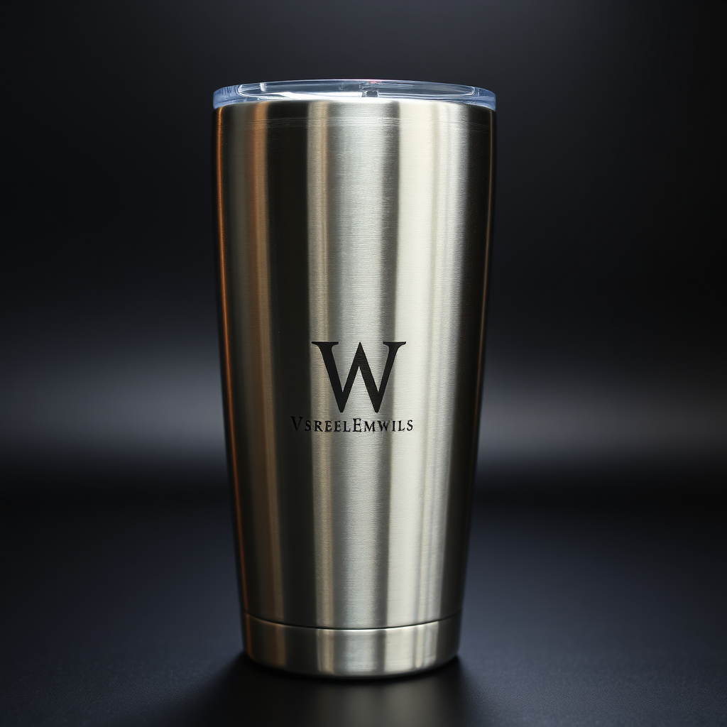 Laser etched steel tumbler