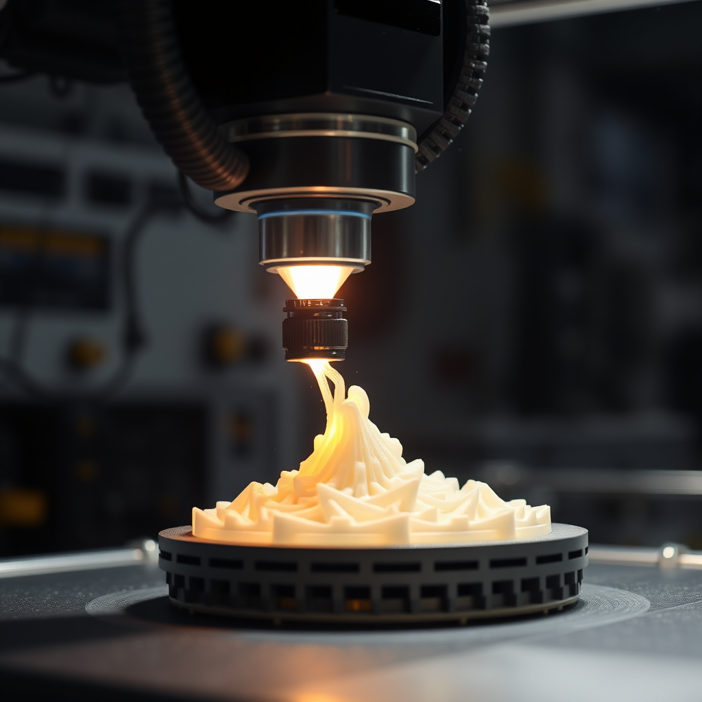 3D printer nozzle creating a complex part