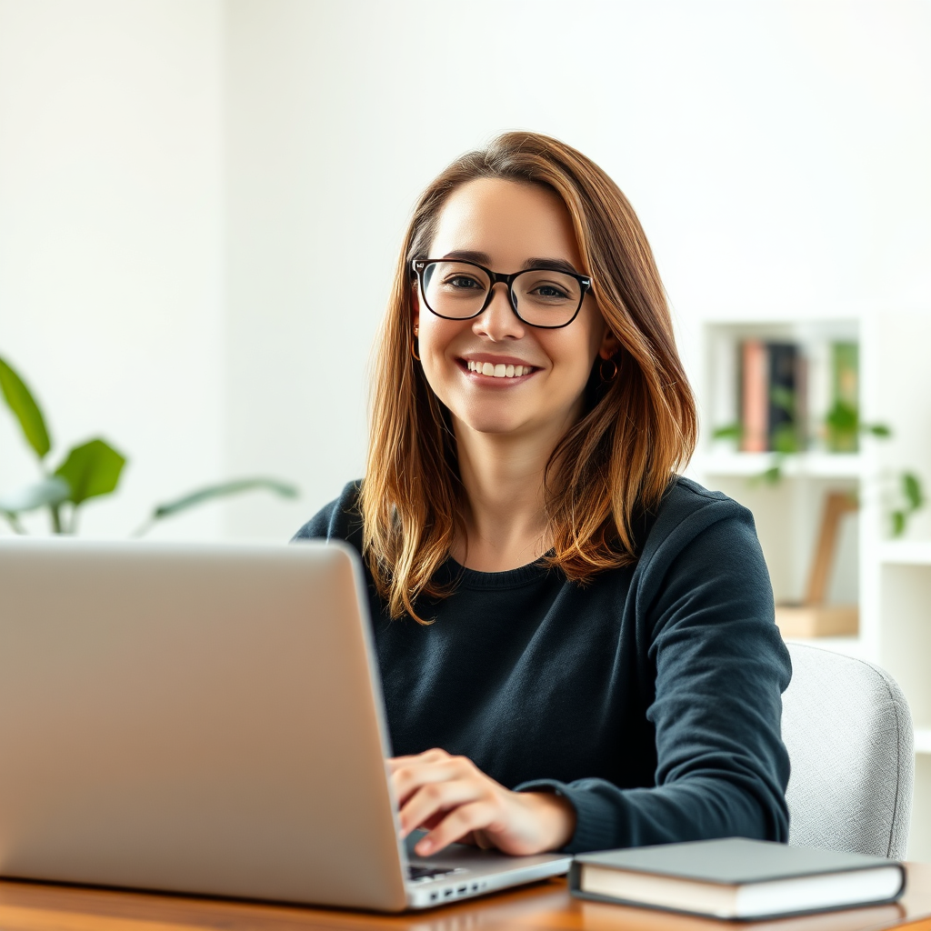 A professional solo entrepreneur working on a laptop.