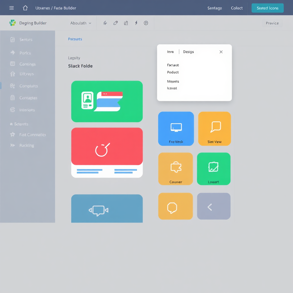 A user-friendly drag-and-drop website builder interface. Focus on ease of use and visual appeal. Use bright colors and clear icons to represent the various elements.