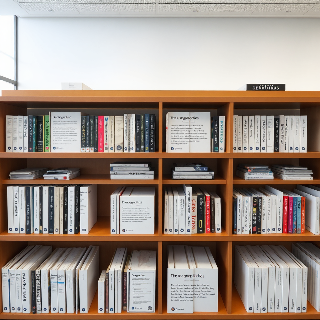  A well-organized documentation library with clear and concise explanations. Use a clean and modern design to emphasize the accessibility of the information.