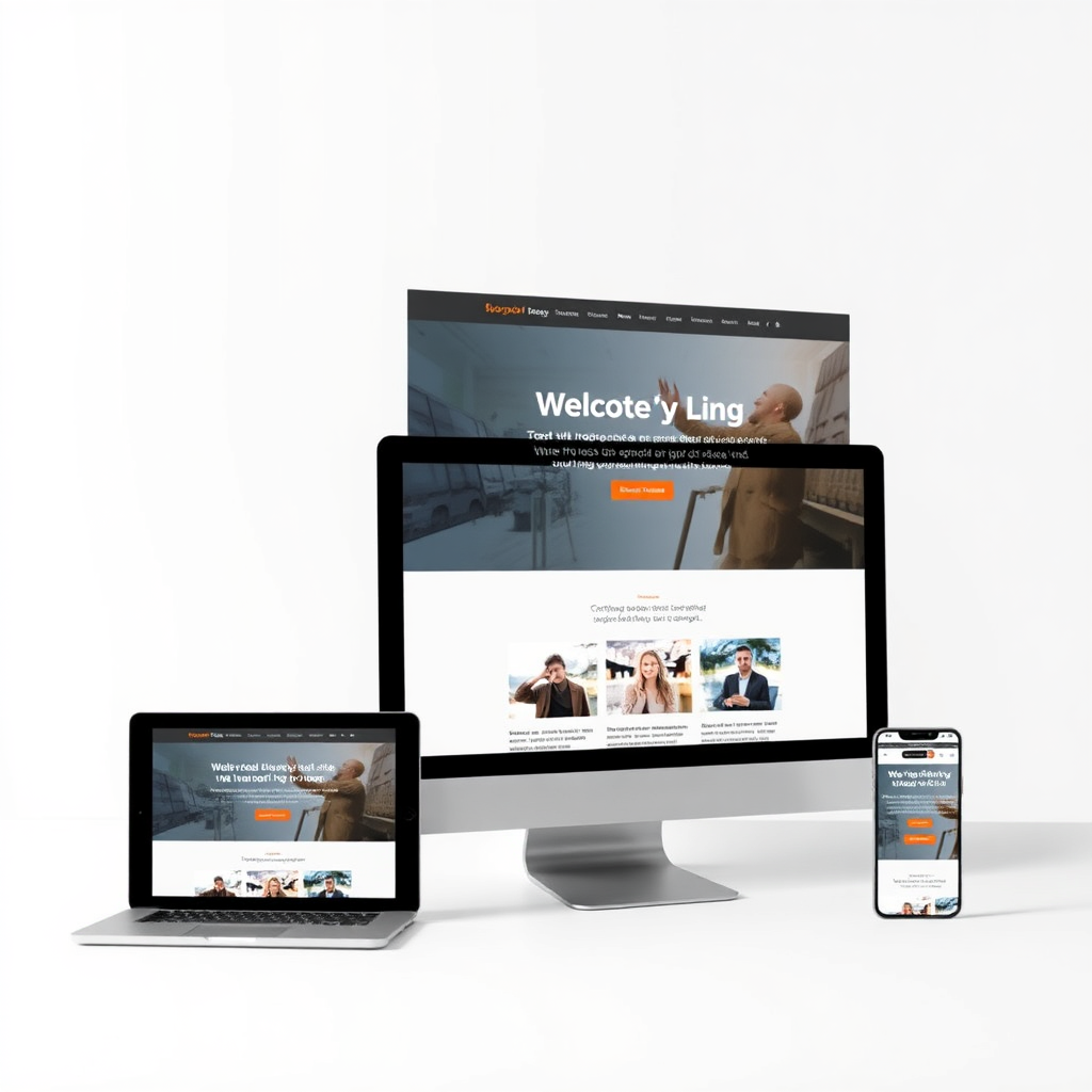 Showcase a website seamlessly adapting to different screen sizes, including desktops, tablets, and smartphones. Emphasize the consistent user experience across all devices.