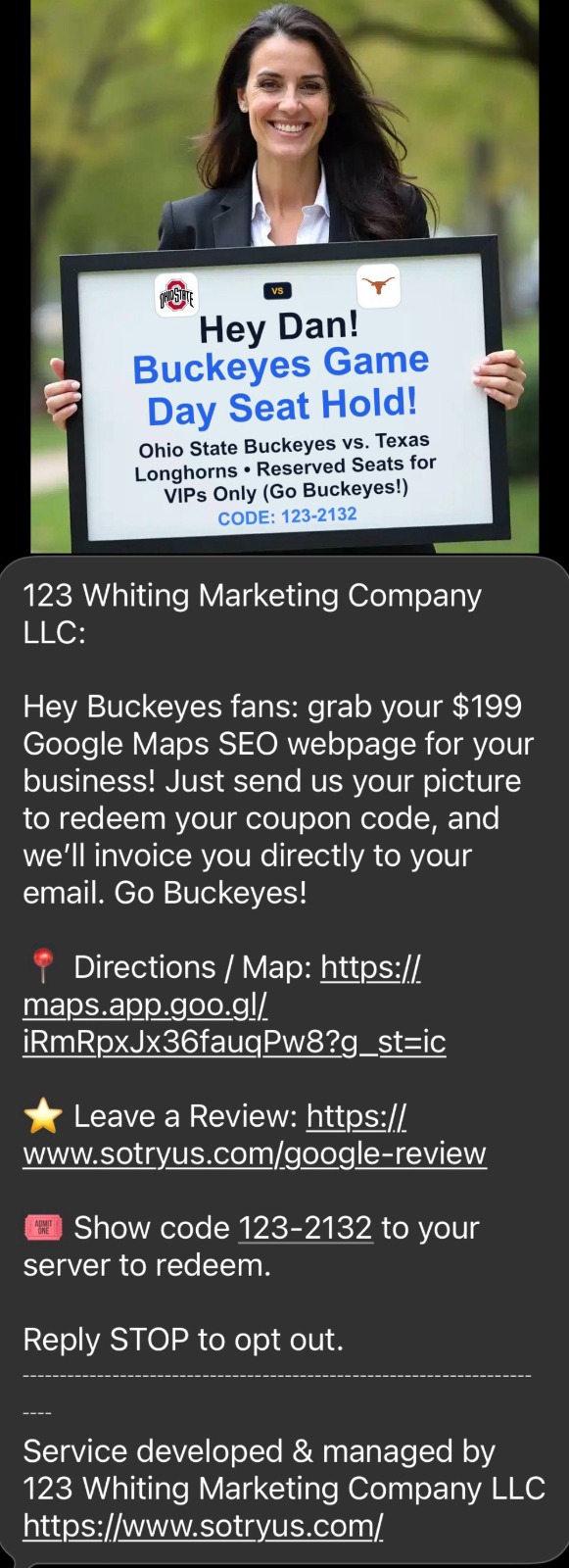 Buckeyes Football Game Day Dynamic VIP Seat Card