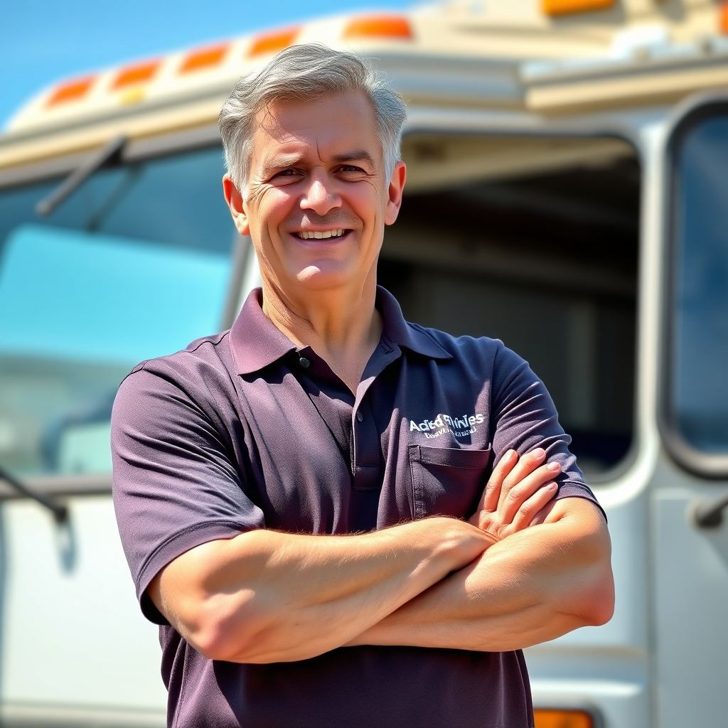 Business owner in polo shirt standing outdoors