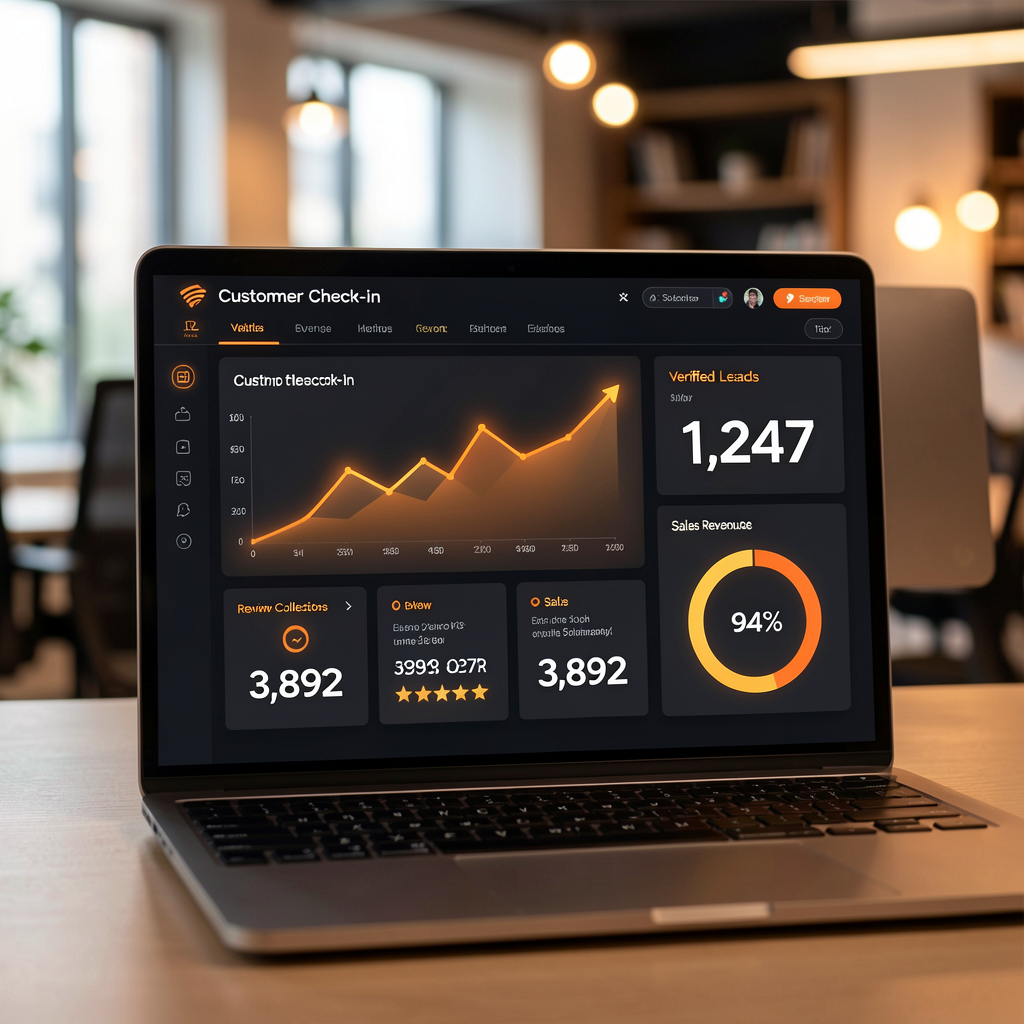 Marketing dashboard showing real-time customer stats and verified lead metrics