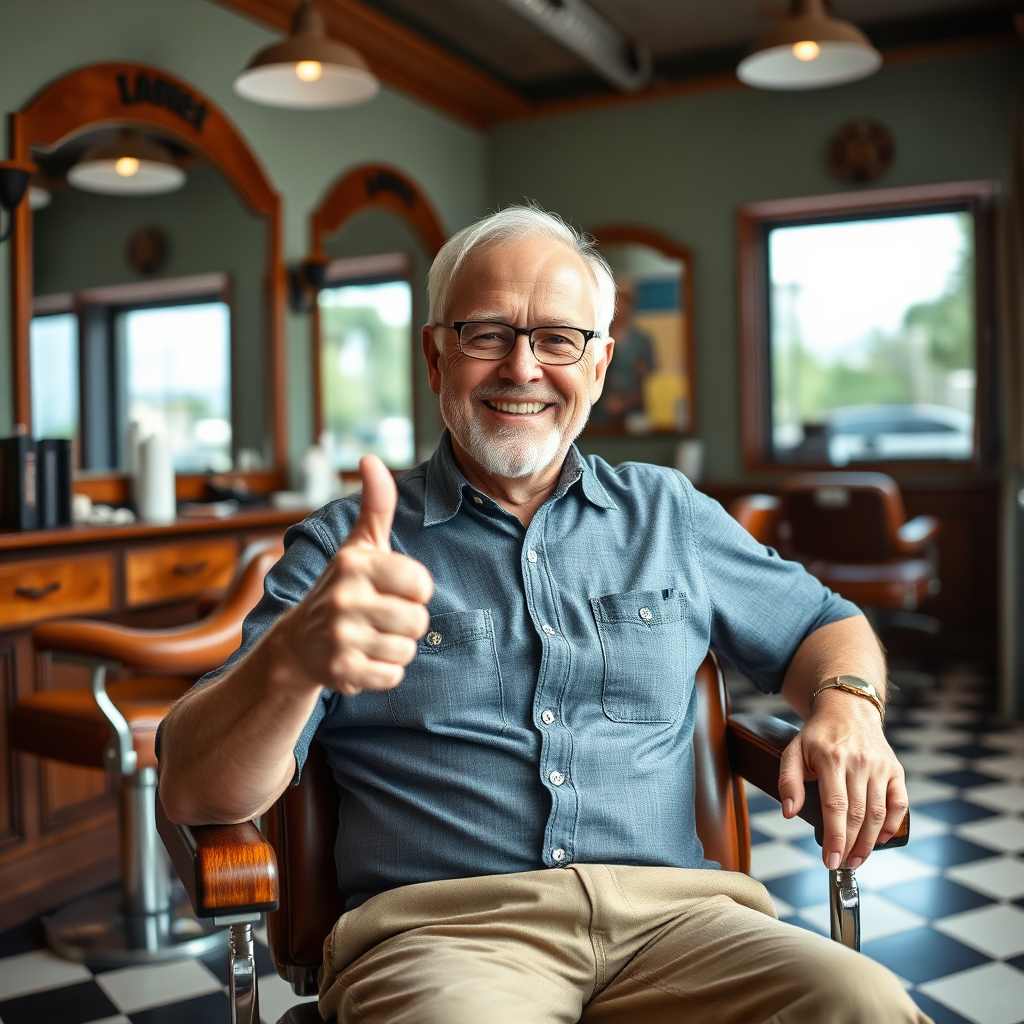 Happy customer at a barbershop