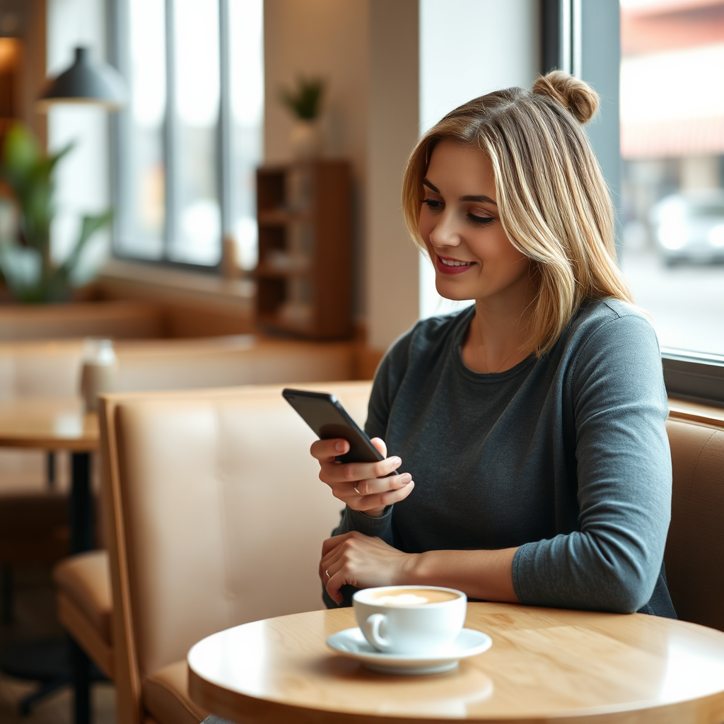 Local business owner checking phone
