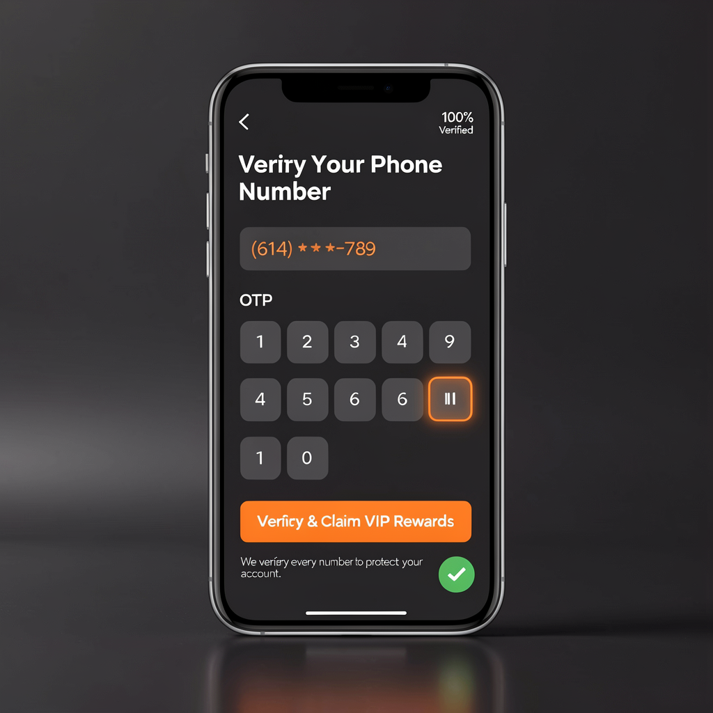 Phone showing OTP verification screen for 100% verified lead capture