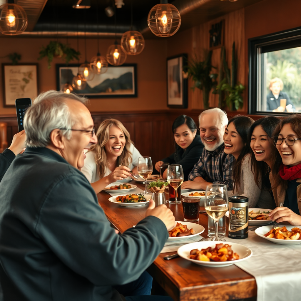Happy customers enjoying their meal