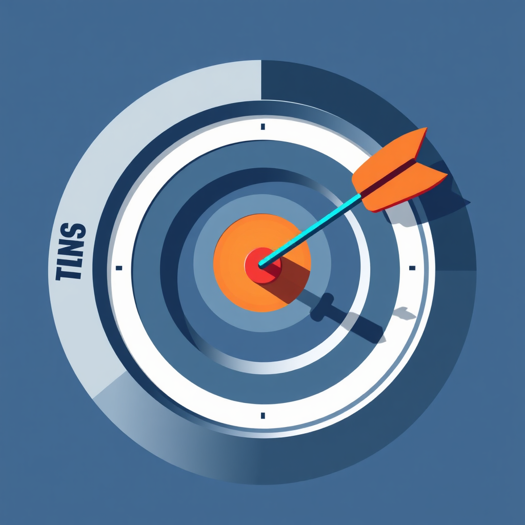 Create a stylized image representing ROI maximization. The image should depict a target with an arrow hitting the bullseye, surrounded by a circular graph showing upward trending numbers. The colors should be vibrant and professional. Style: Modern and clean. Technical specs: 4K resolution.
