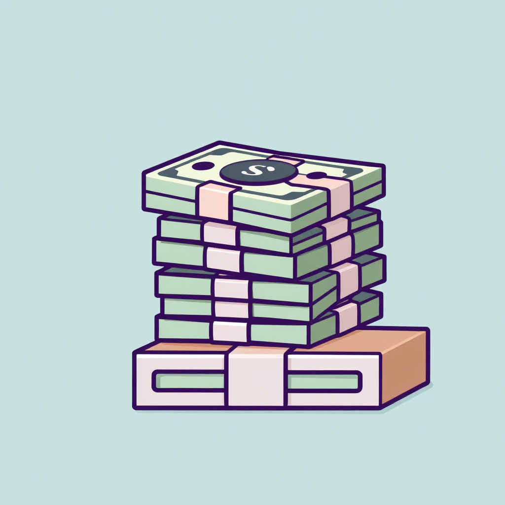 Stack of money bundles icon representing asset building and financial growth