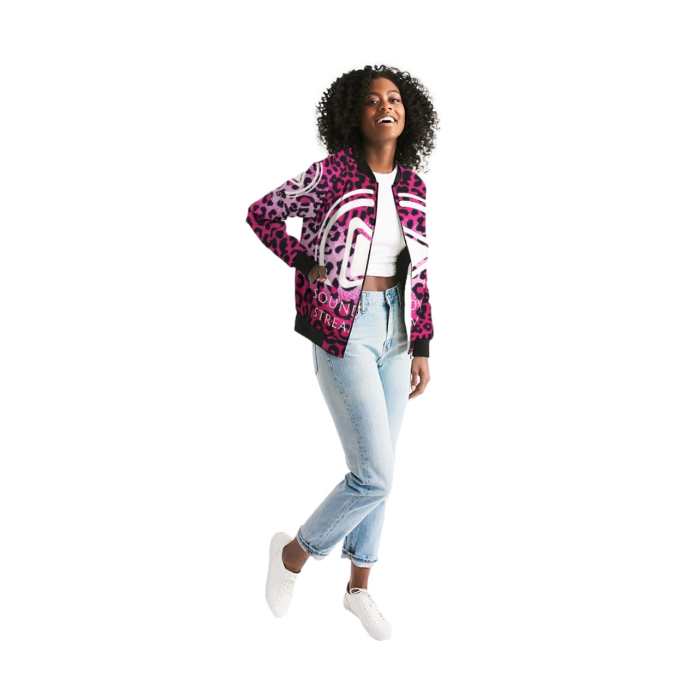 Create a visually stunning image showcasing a diverse range of custom-designed clothing from the SOUNDWEAR STREAMLINE catalog. The clothes should be displayed on mannequins in various dynamic poses. Focus on the intricate details of the designs, highlighting the subtle incorporation of sound wave patterns and musical motifs. The background should be a clean, minimalist studio setting with soft, diffused lighting. The overall style should be modern and fashionable, with a focus on showcasing the unique and innovative designs of the collection.