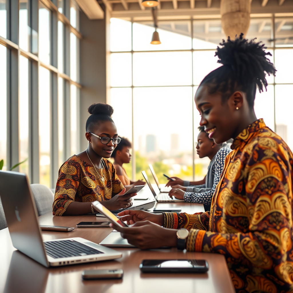 A photorealistic image showing a group of diverse startup founders collaborating in a modern, open-plan office. Whiteboards are filled with ideas, and prototypes are scattered around the room. Sunlight streams through large windows, creating a vibrant and energetic atmosphere. The color palette is bright and optimistic, with pops of color to represent creativity and innovation. The camera angle is a slightly elevated shot to capture the dynamic environment. Texture details include exposed brick, polished concrete, and soft textiles. Props include laptops, tablets, prototypes, whiteboards, and coffee mugs. 4K resolution, high quality.
