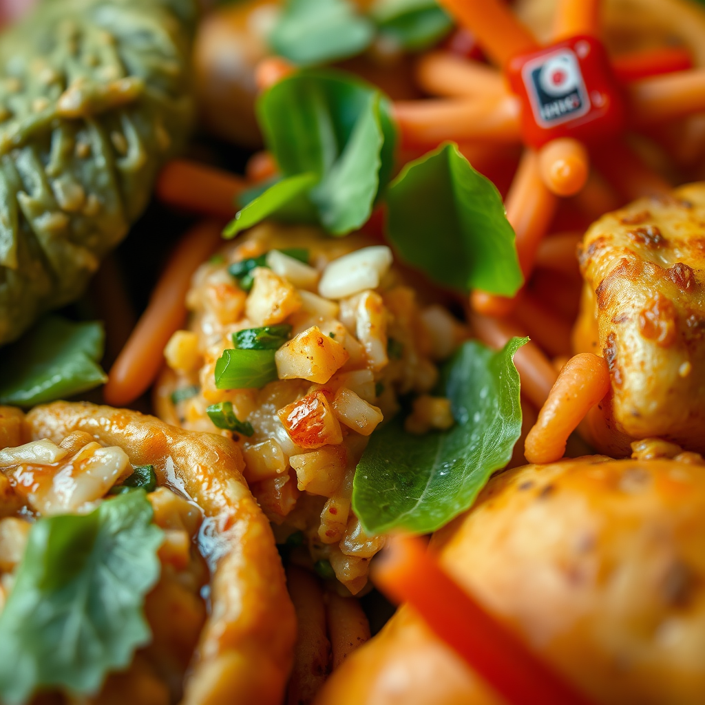 A close-up of various Thai snacks, showcasing their distinct flavors and ingredients. Use warm, inviting lighting to make the snacks look appetizing.