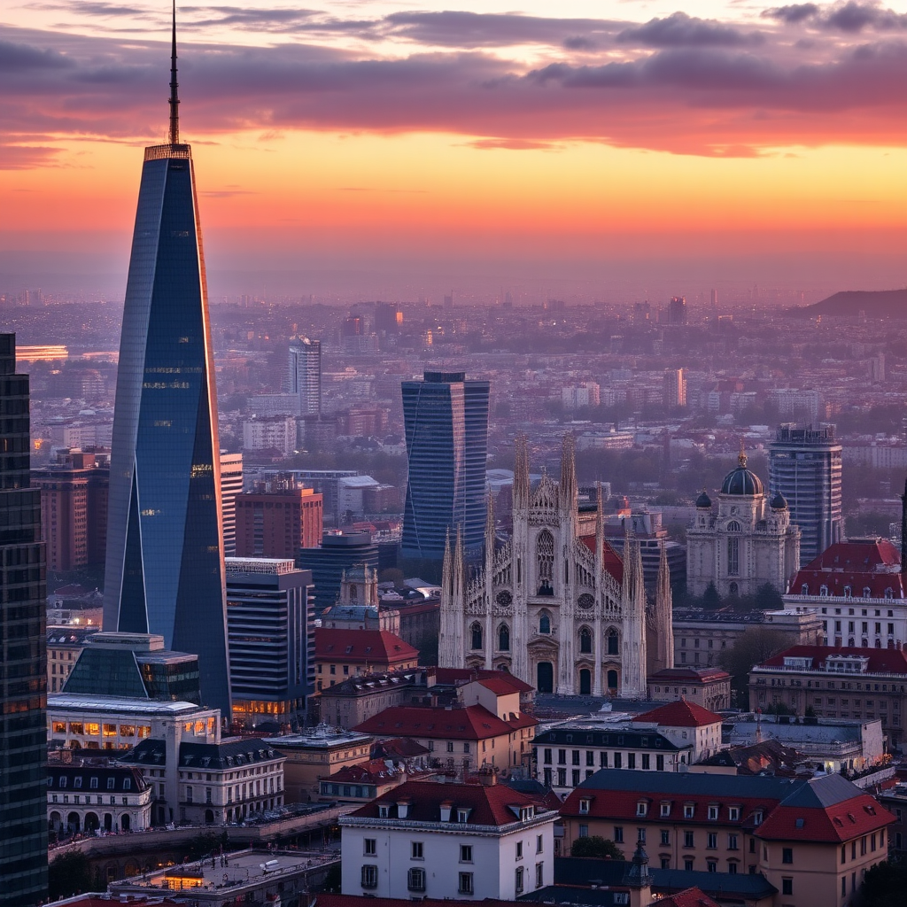 Milan Skyline at Dusk