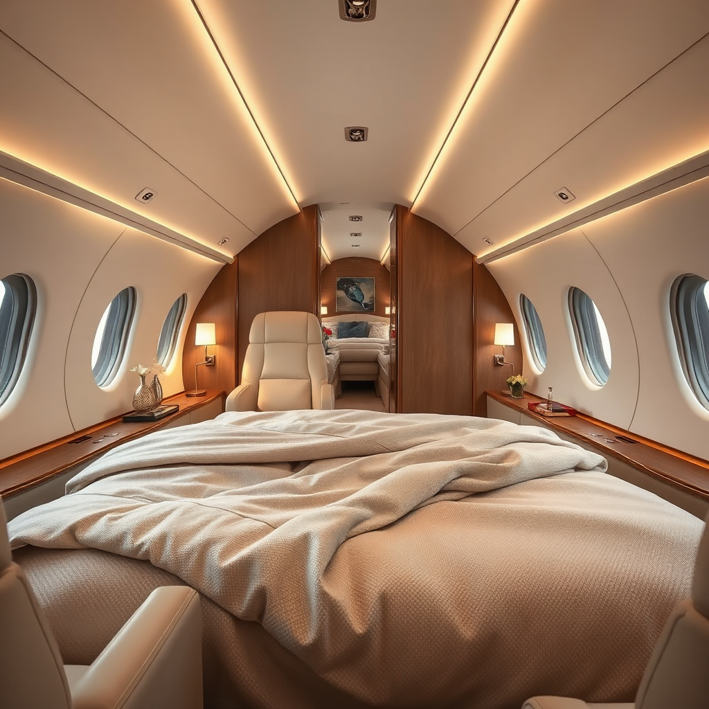 Luxury private jet sleeping configuration