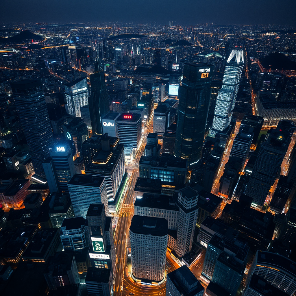 Tokyo skyline aerial view