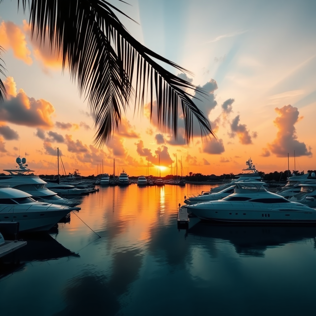 Nassau marina at sunset