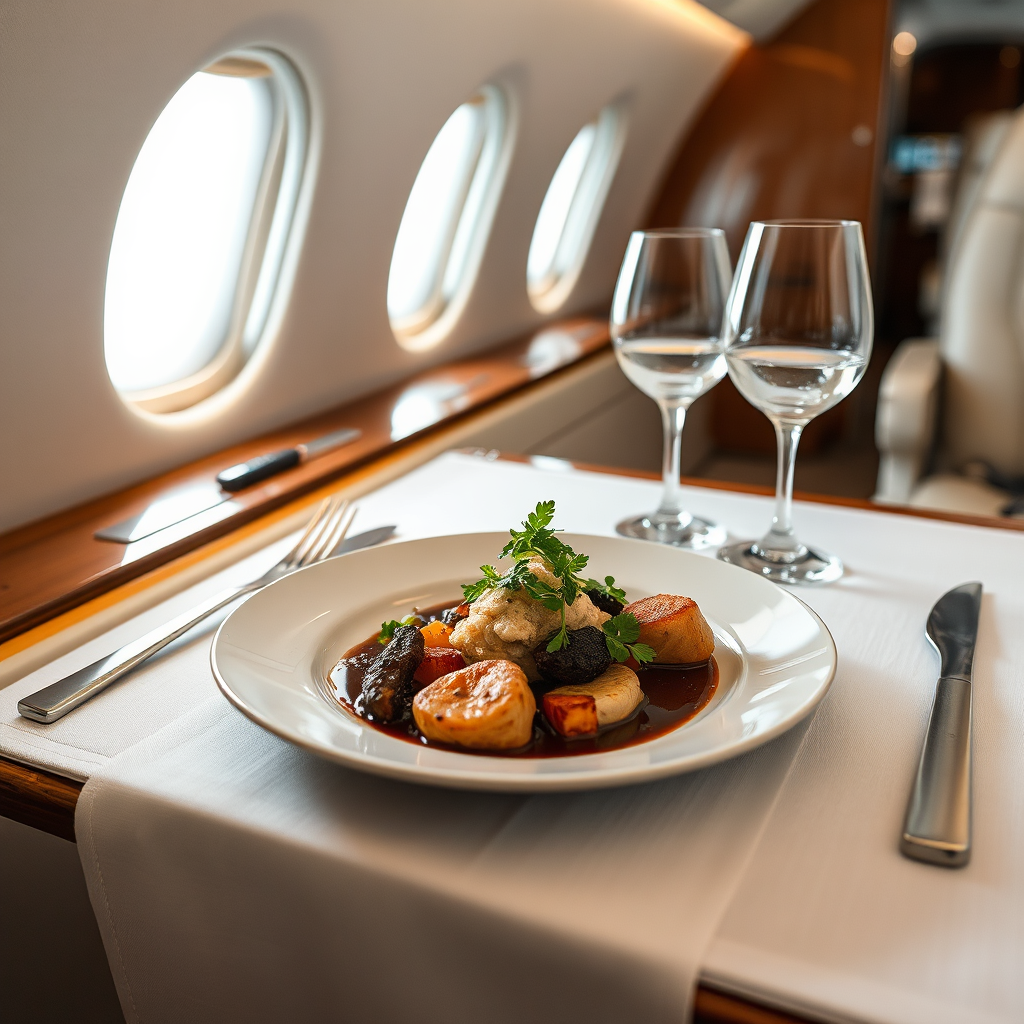 Minimalist fine dining inflight