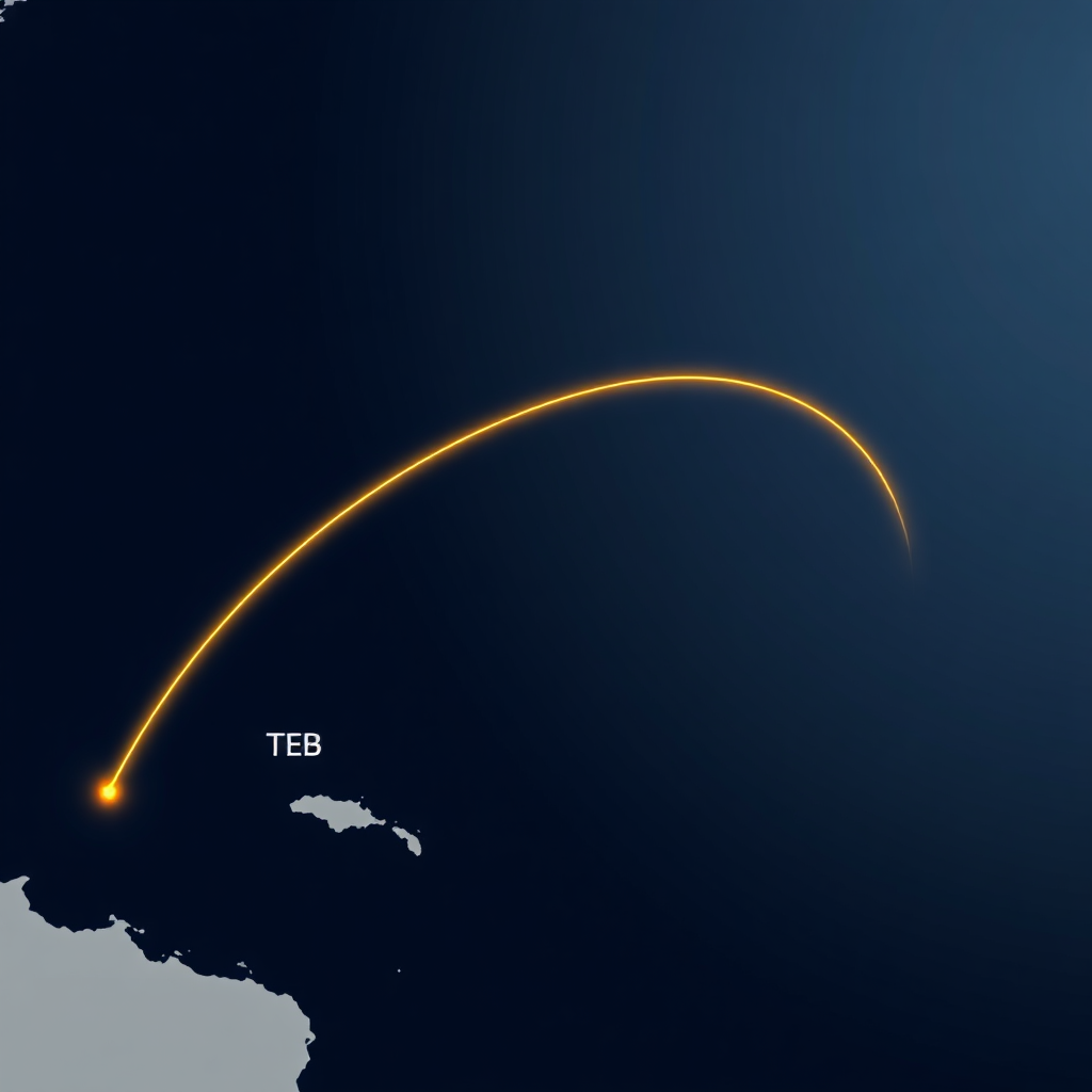 Teterboro to Bahamas Route Map