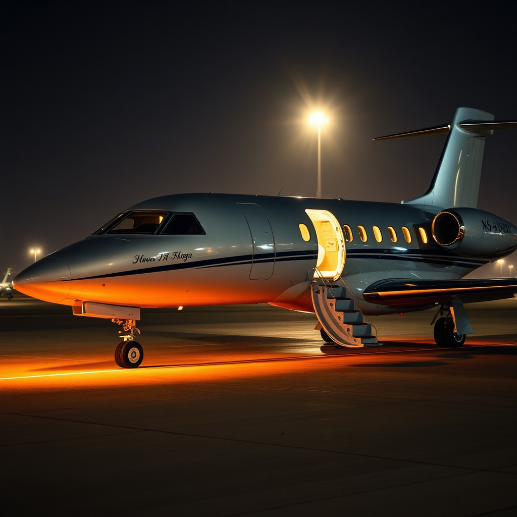 Private jet night boarding