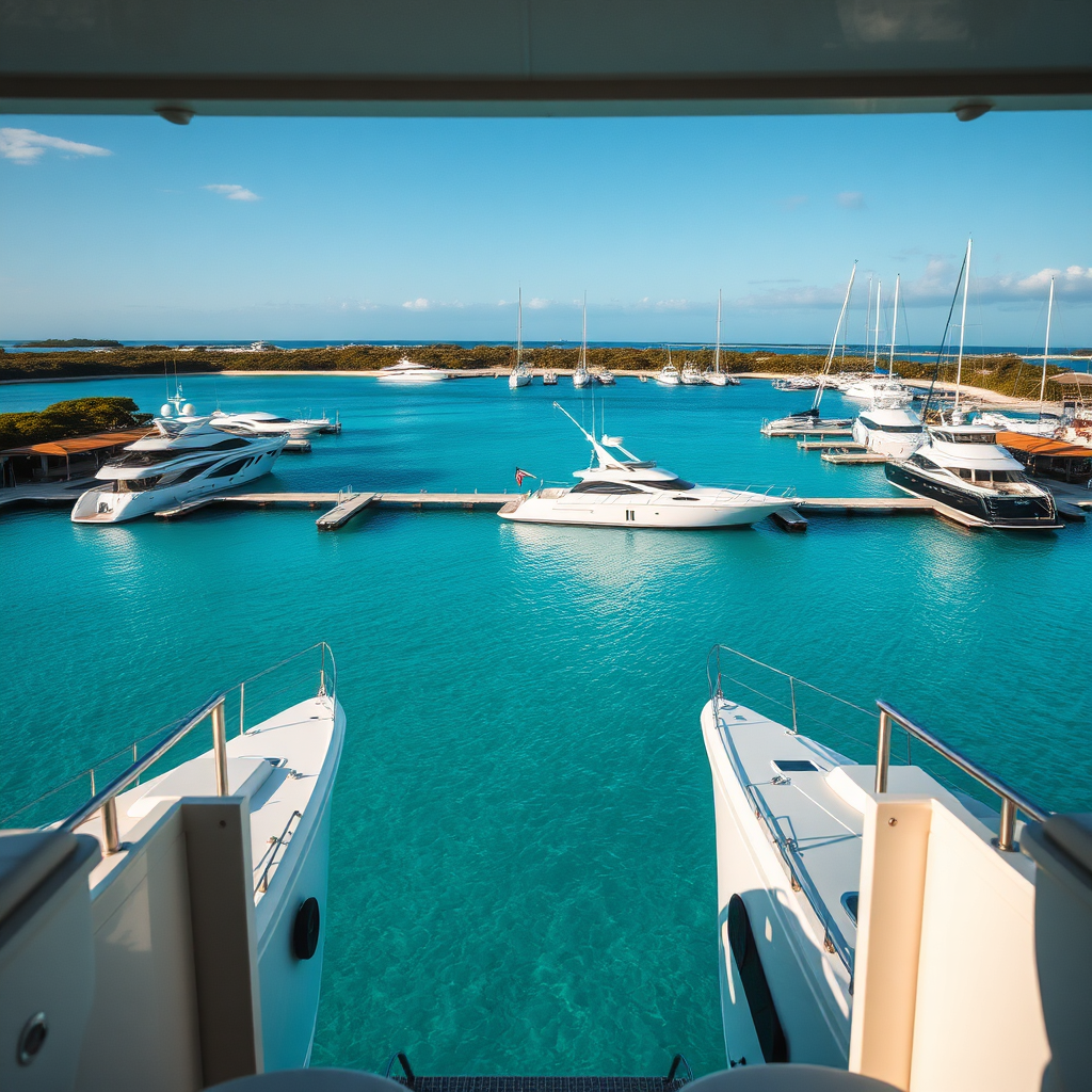 Serene private marina in the Bahamas