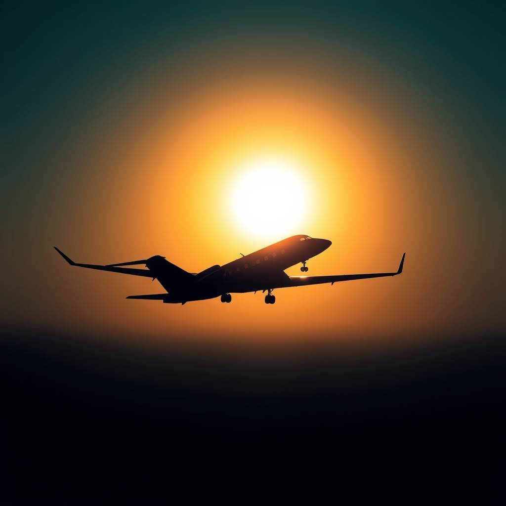 Jet silhouette at sunrise