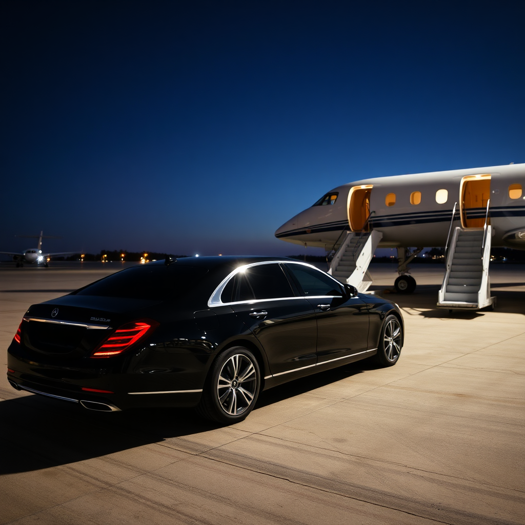Chauffeur arrival at aircraft