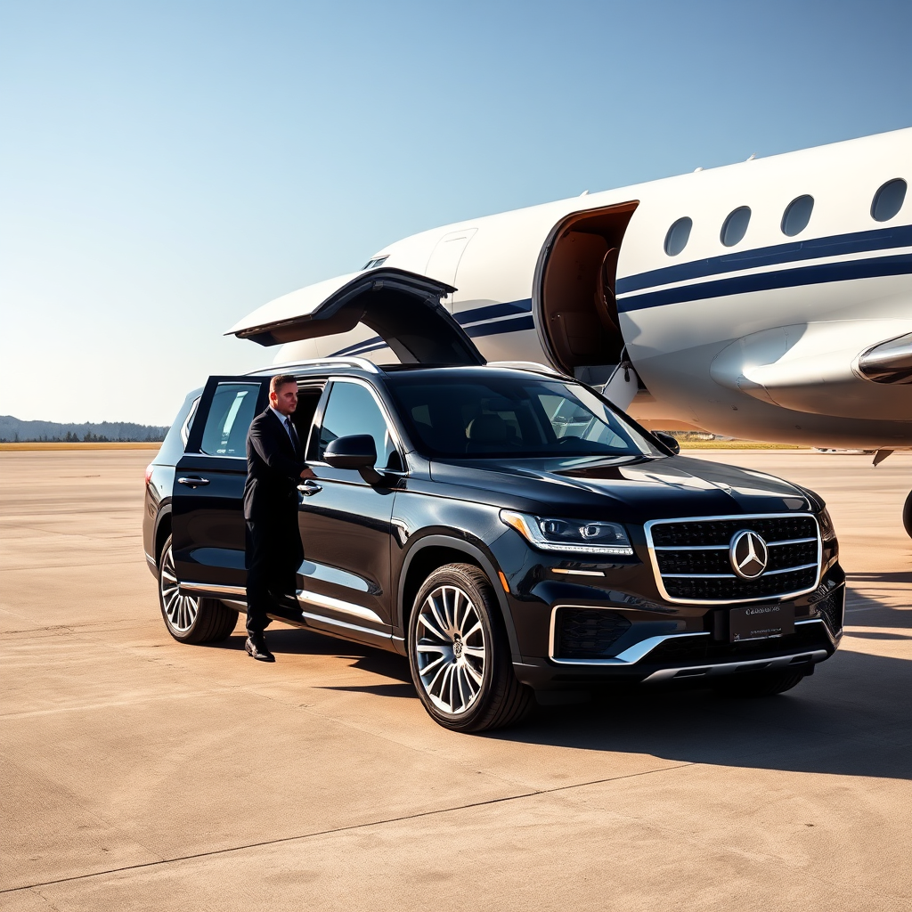 Chauffeur drop-off at private jet